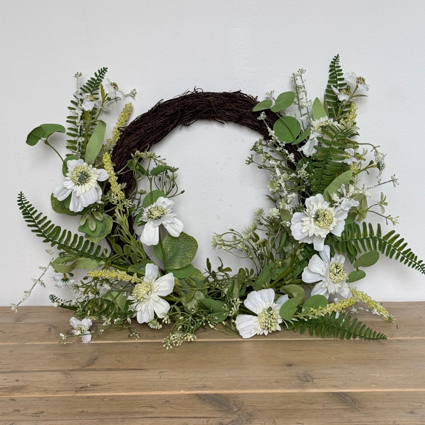 Wild Meadow Wreath with White Flowers