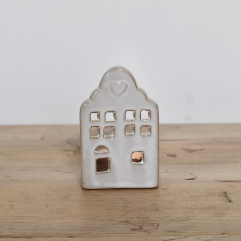 Natural Glaze Rustic House Ceramic T-Light Holder