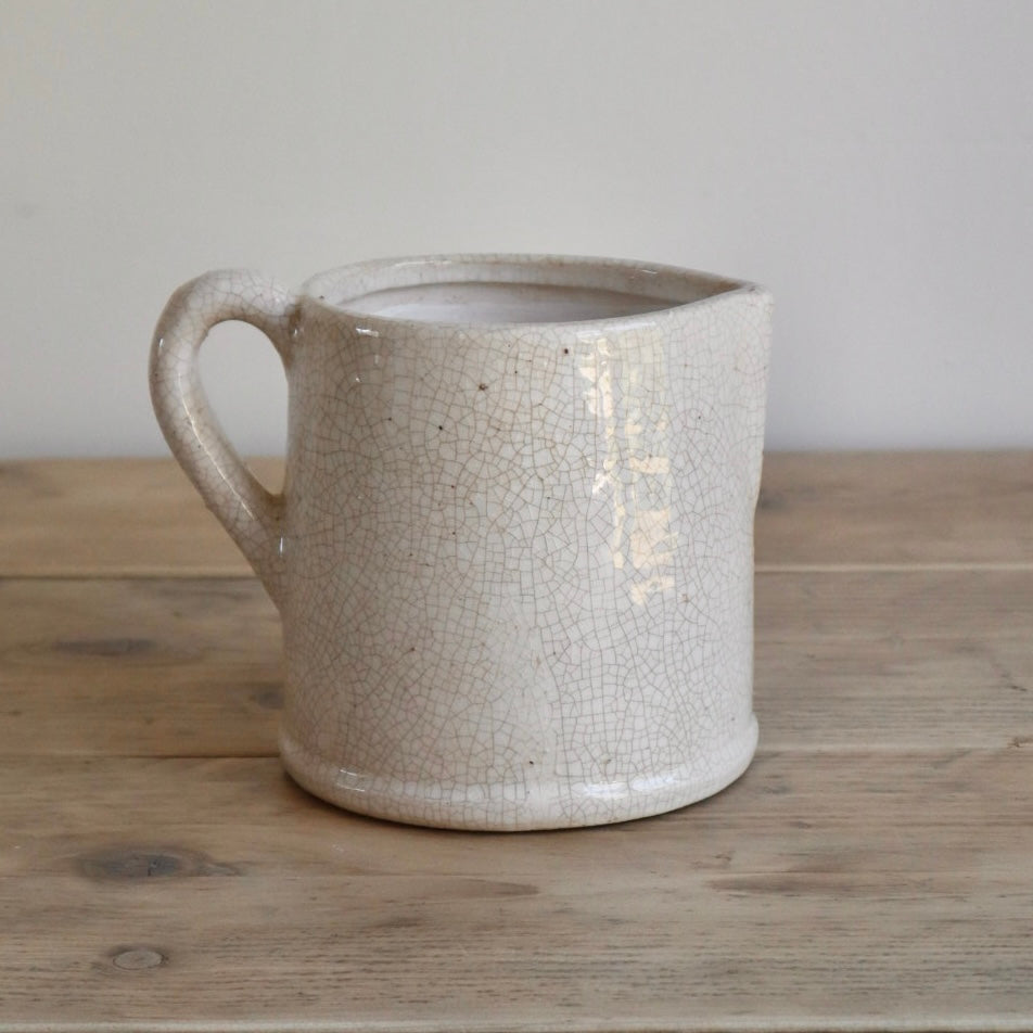 White Crackle Glaze Jug Vase – Ceramic Rustic Decor | Flower or Utensil Holder