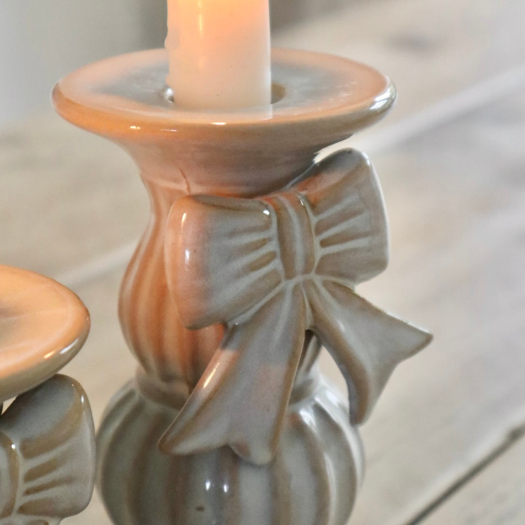 Bow Dinner Candle Holders - Set of 2