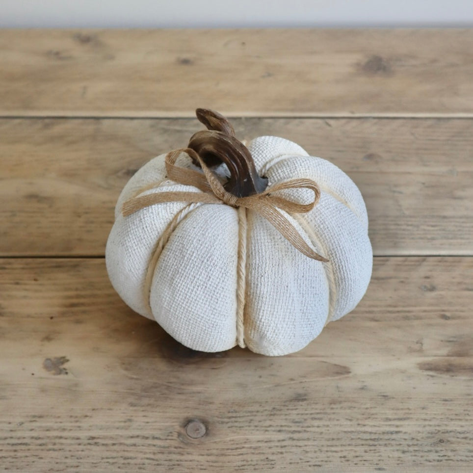 White Pumpkin Decoration with Ribbon