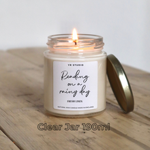 Load image into Gallery viewer, Reading on a Rainy Day Candle - Natural Wax, Perfect for Book Lovers