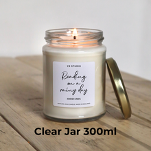 Load image into Gallery viewer, Reading on a Rainy Day Candle - Natural Wax, Perfect for Book Lovers