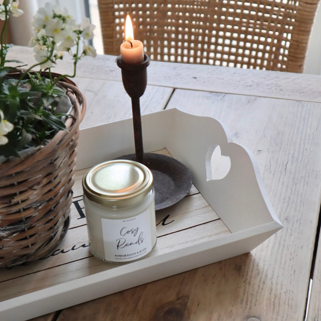 White & Wood Decorative Tray