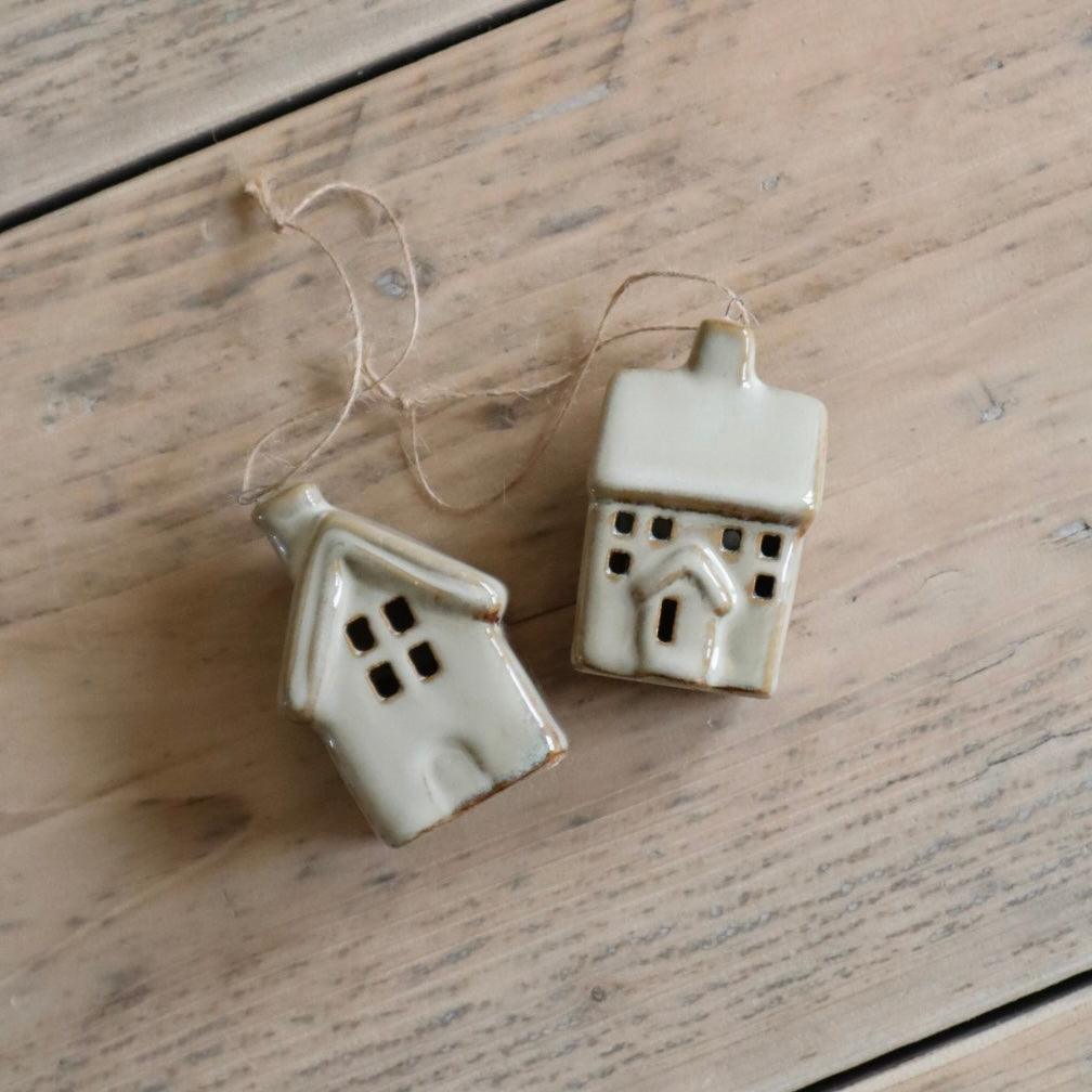 Rustic Hanging Cottage Ornaments - Set of 2