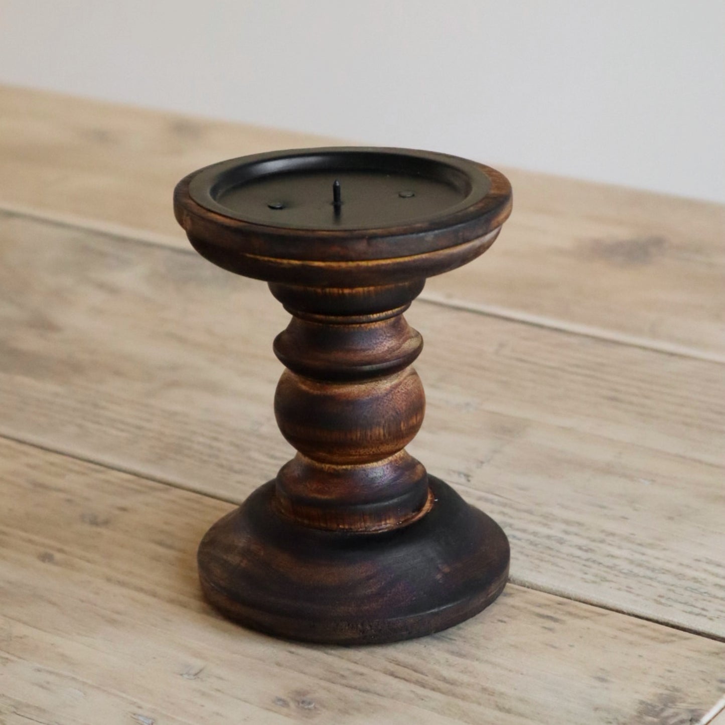 Wooden Pillar Candle Holder – Light or Dark Finish