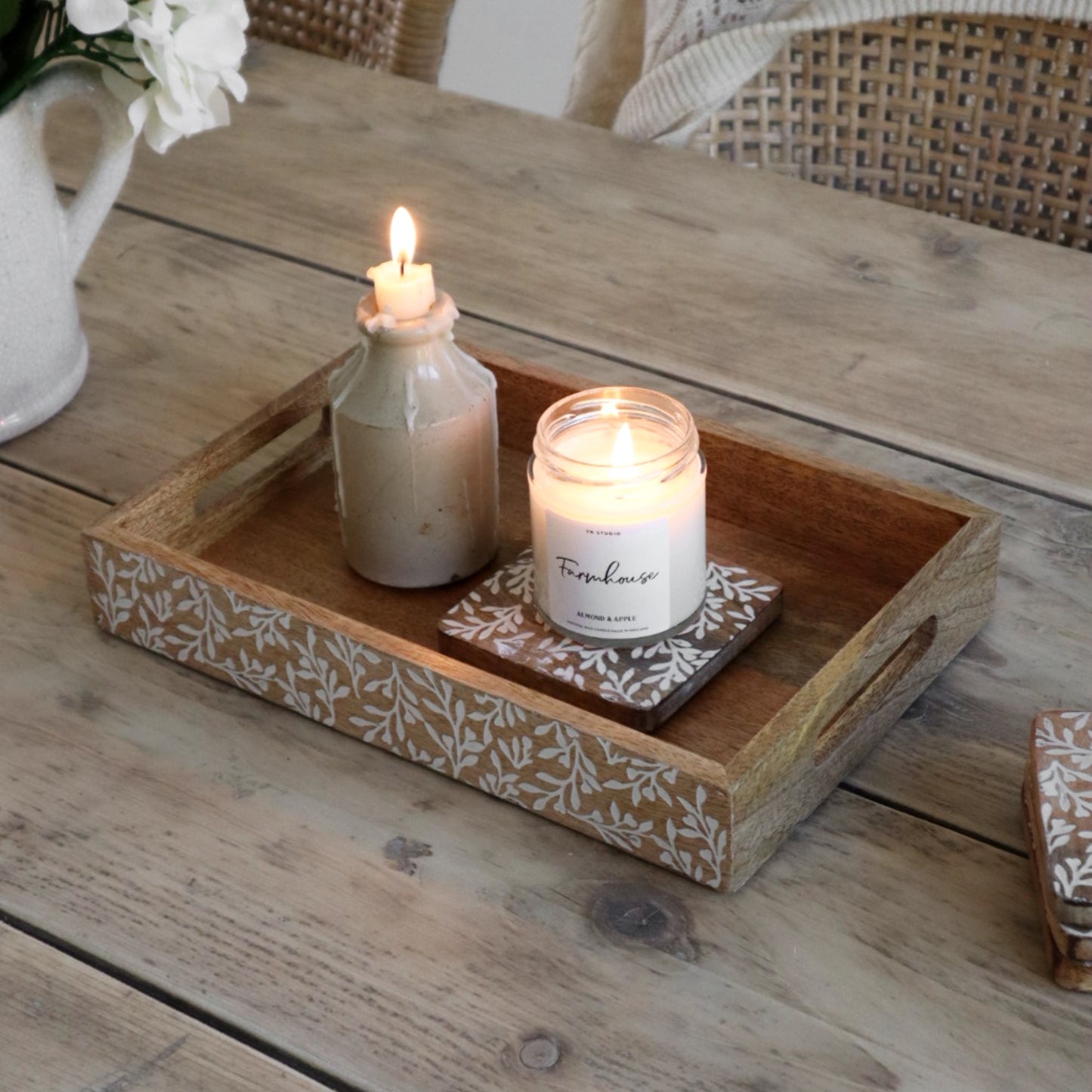 Floral Design Wood Tray