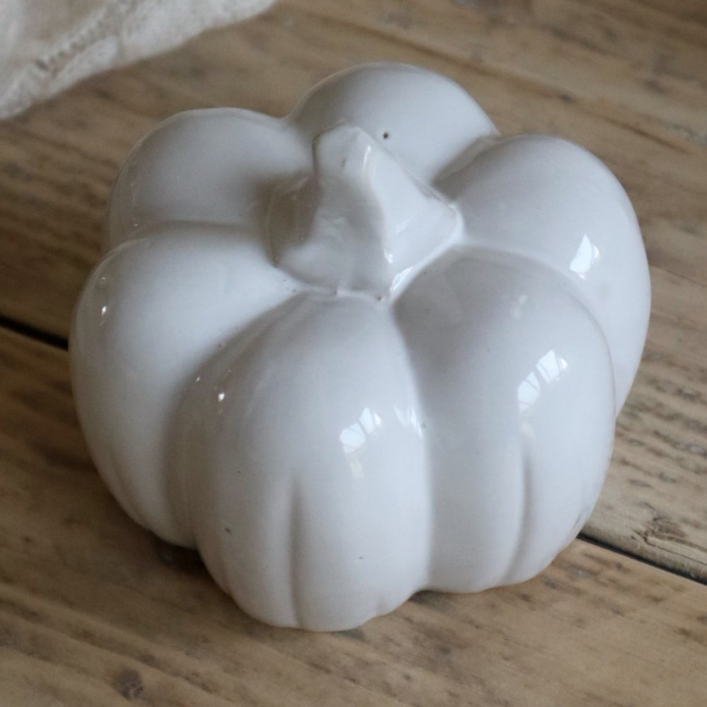Off White Pumpkin Ornament