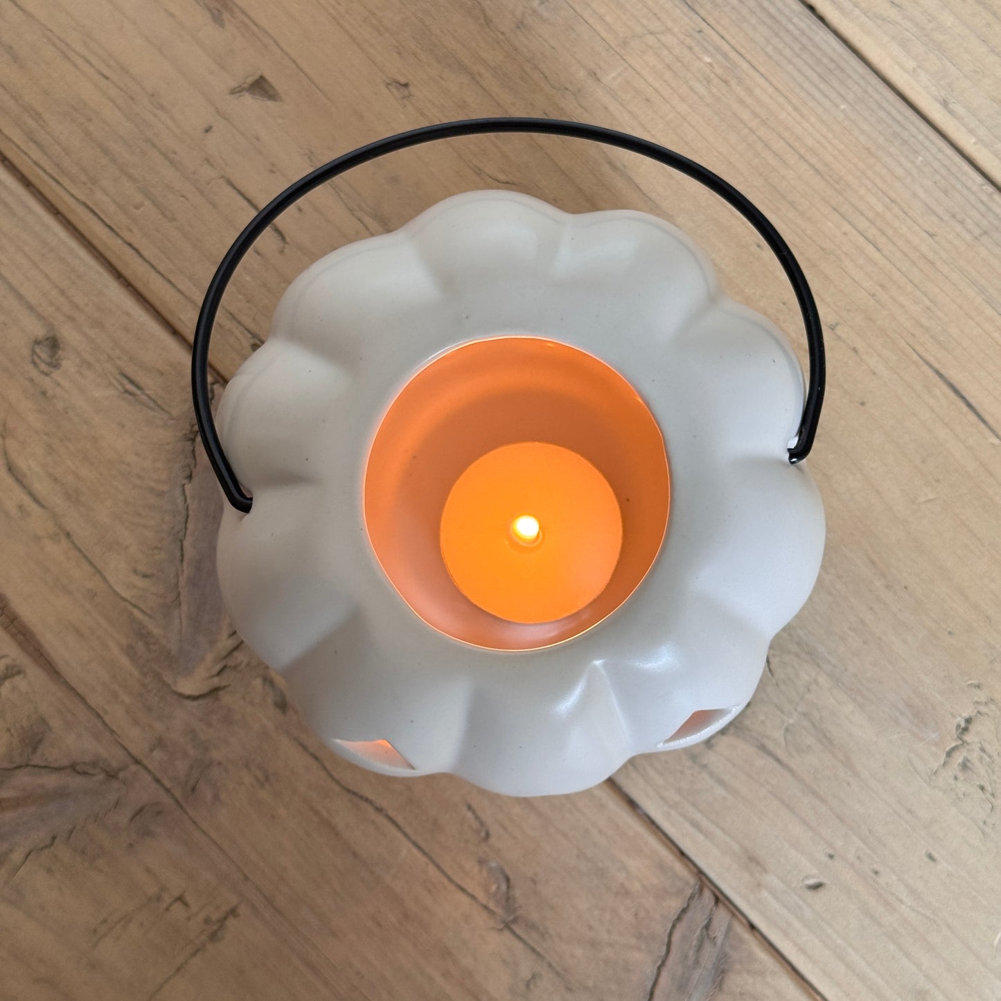 White Ceramic Pumpkin Lantern