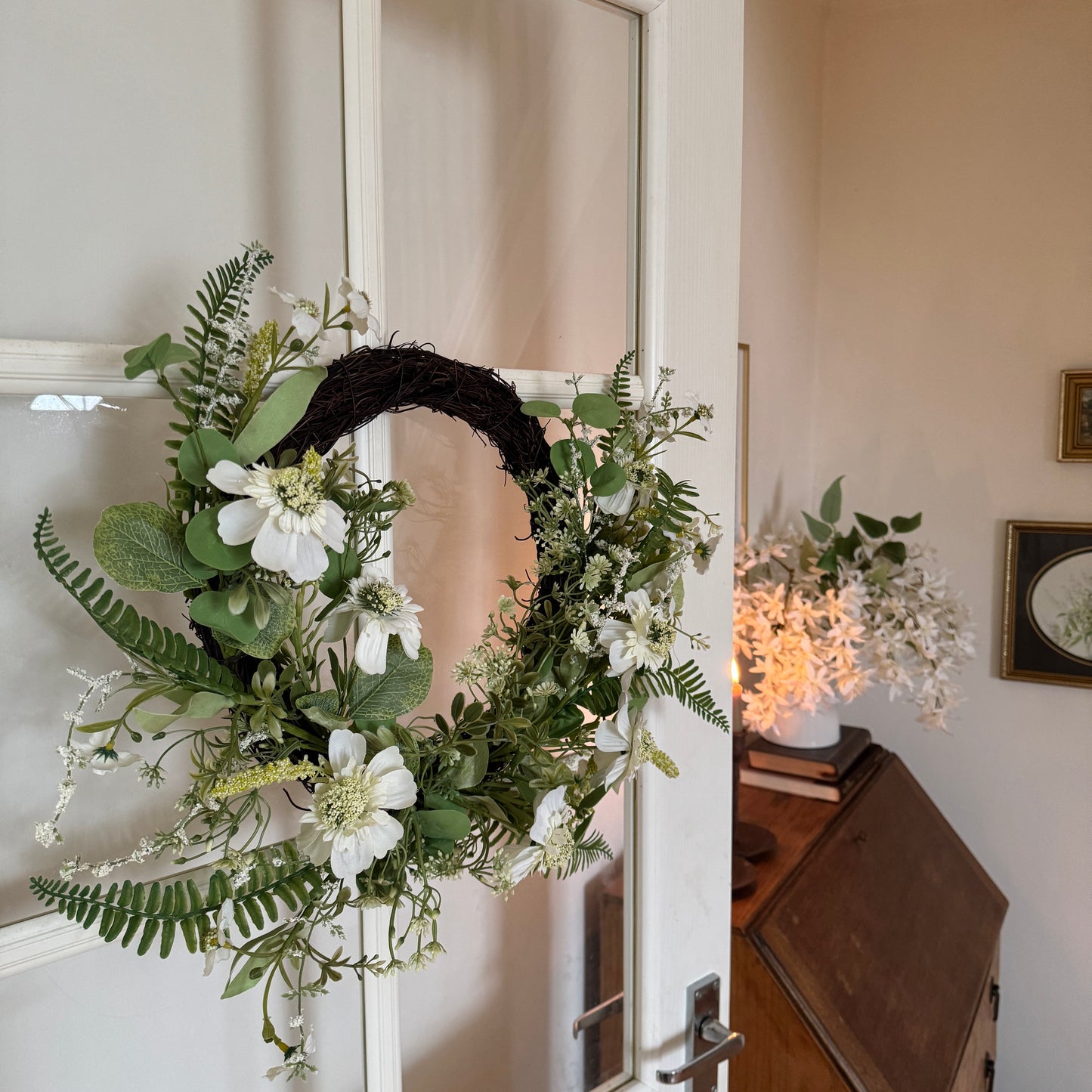 Wild Meadow Wreath with White Flowers