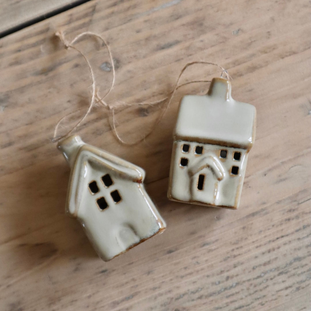 Rustic Hanging Cottage Ornaments - Set of 2