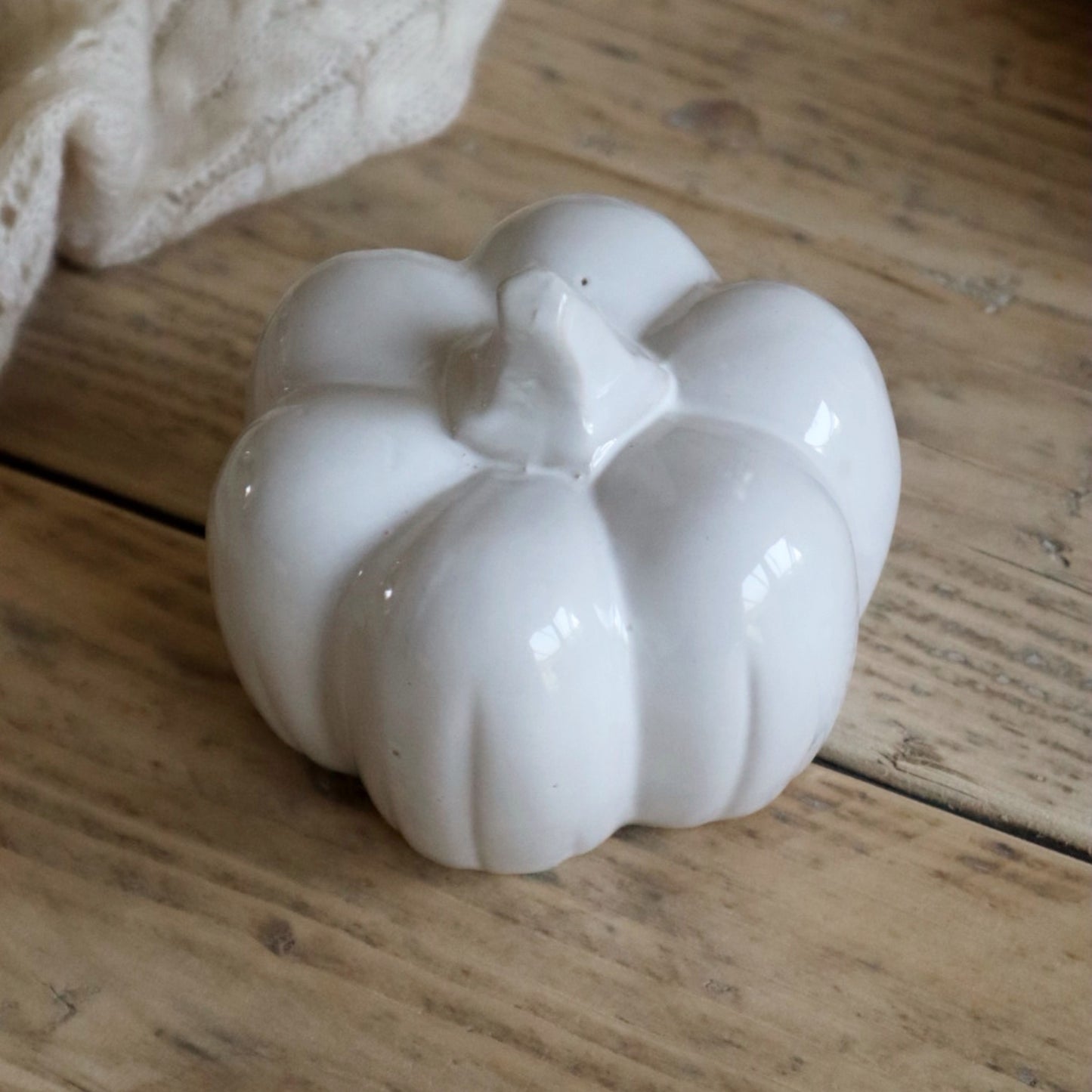 Off White Pumpkin Ornament