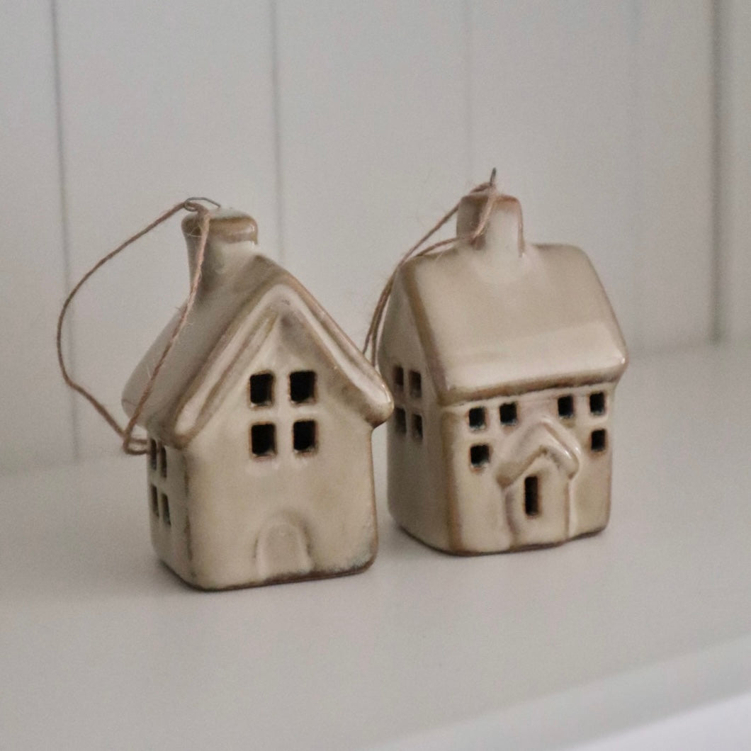 Rustic Hanging Cottage Ornaments - Set of 2