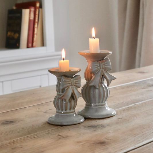 Bow Dinner Candle Holders - Set of 2