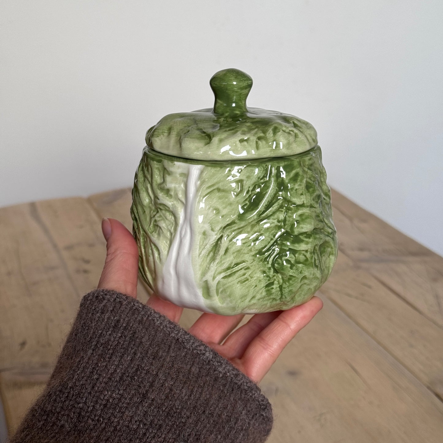 Green Cabbage Storage Jar with Lid