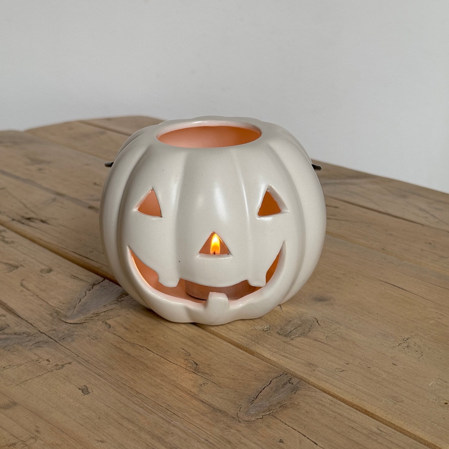 White Ceramic Pumpkin Lantern