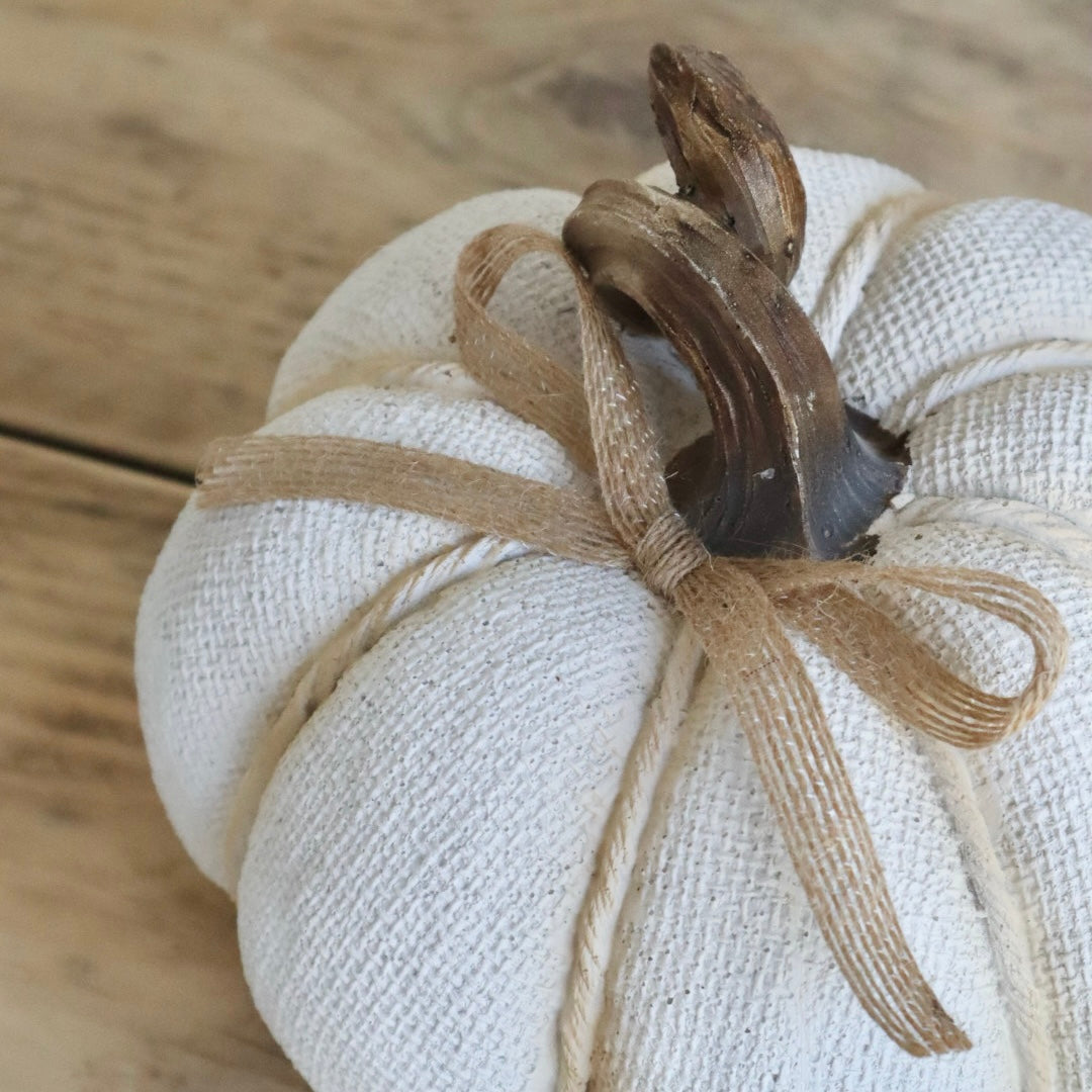 White Pumpkin Decoration with Ribbon