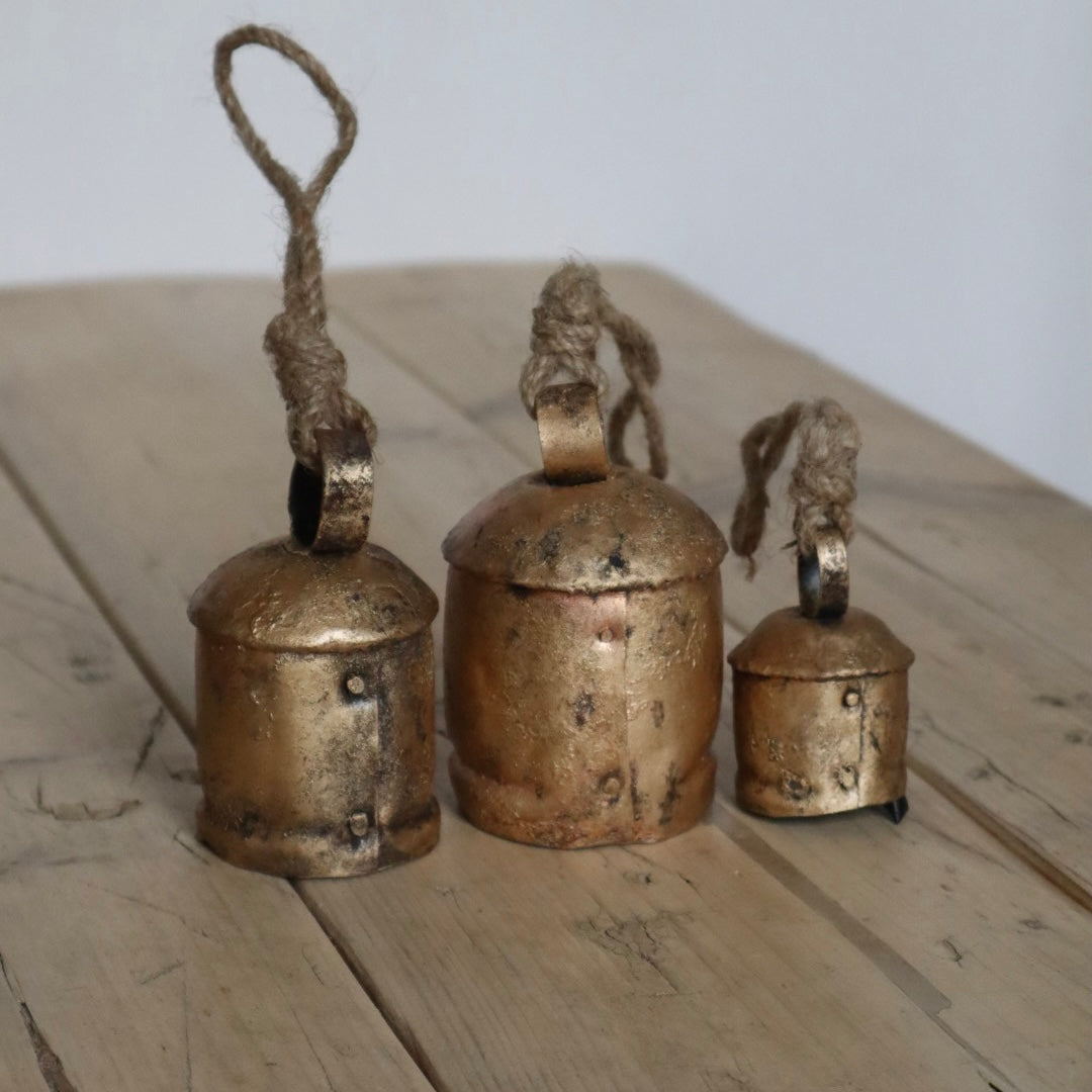 Rustic Brass Cow Bells for Christmas and Year-Round Country Décor