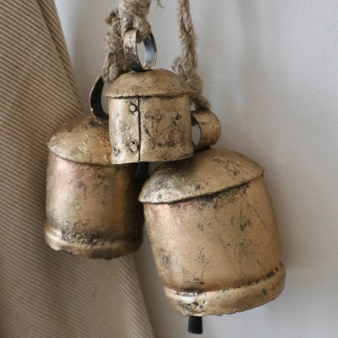 Rustic Brass Cow Bells for Christmas and Year-Round Country Décor