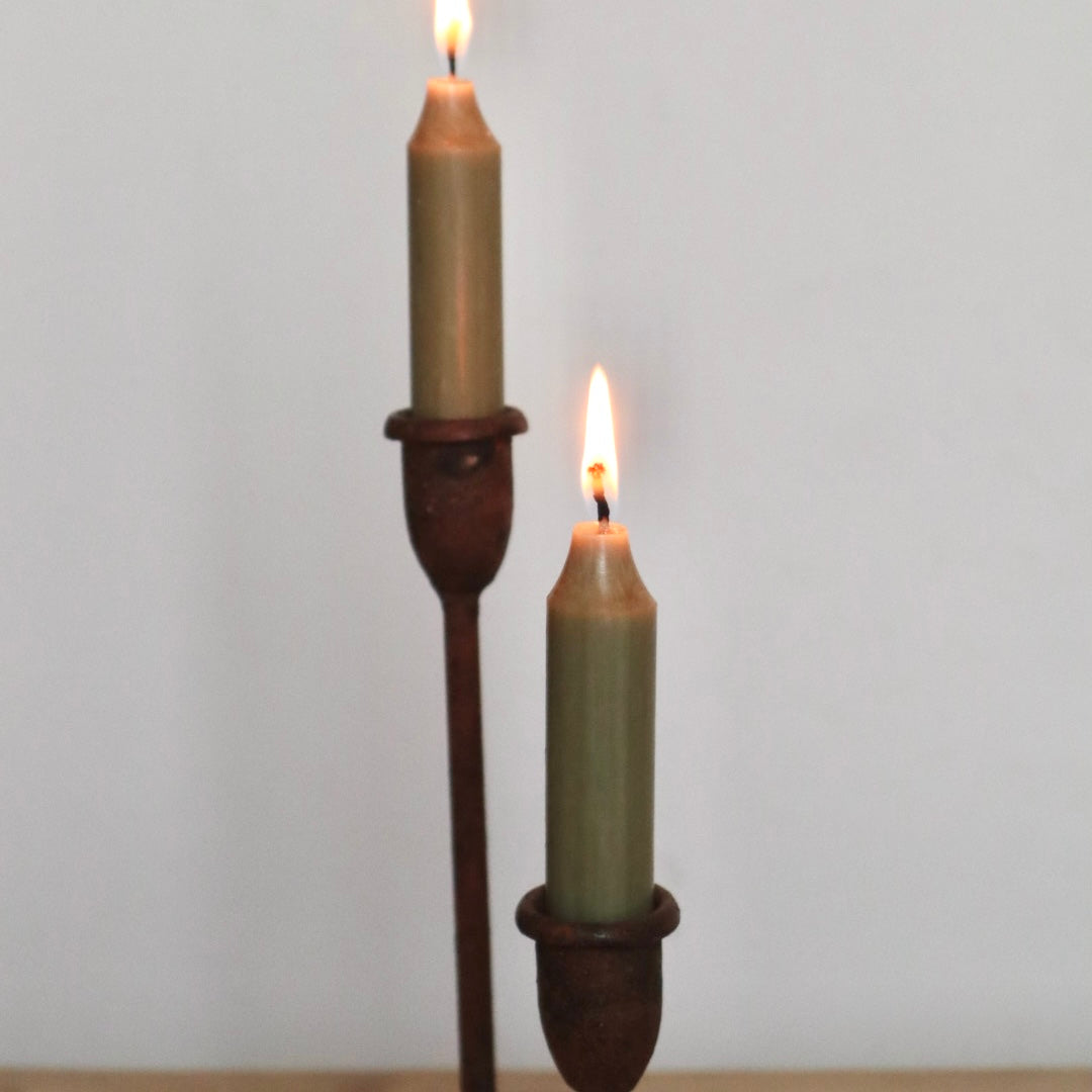 Set of 2 Rusty Dinner Candle Holders - Shabby Chic Country Décor