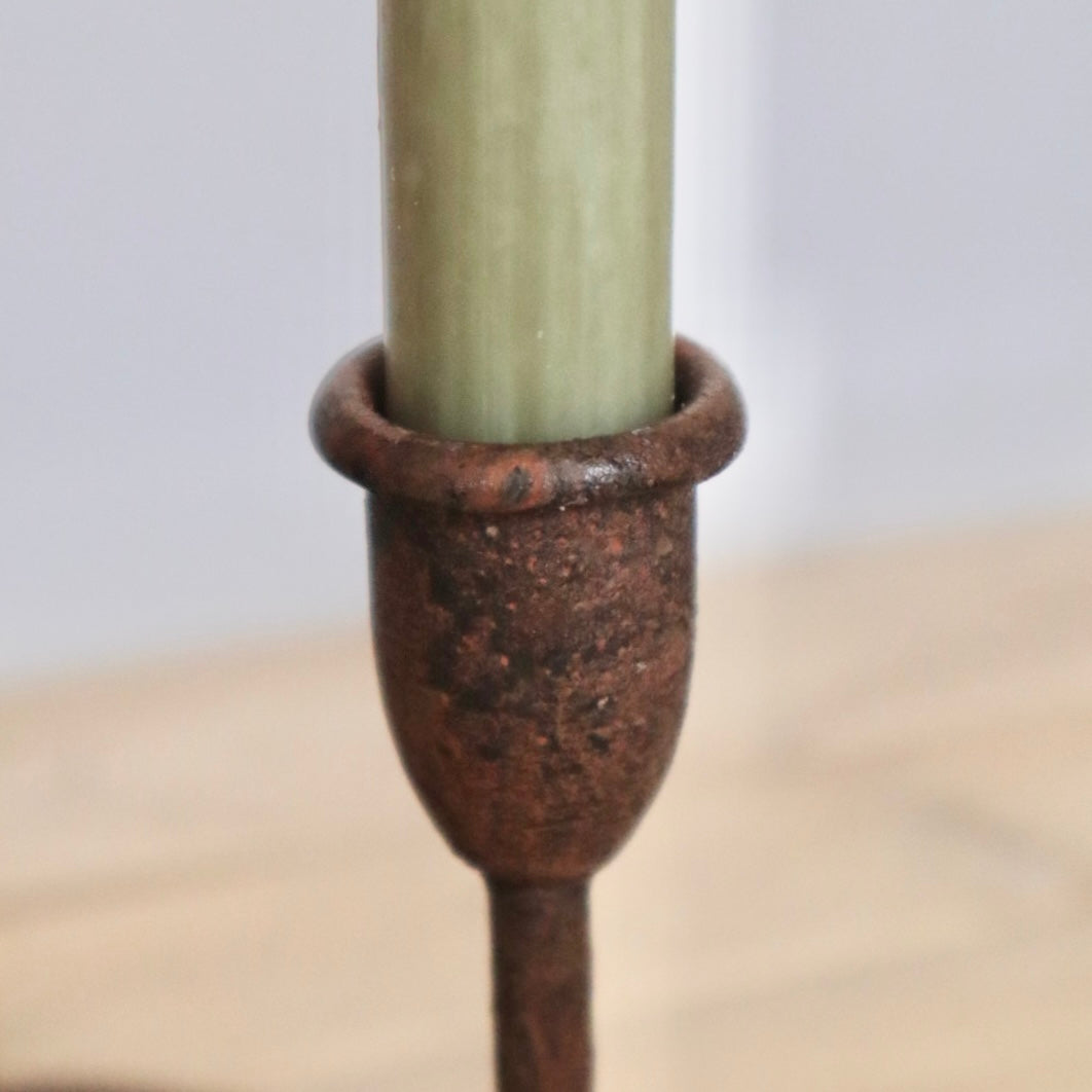 Set of 2 Rusty Dinner Candle Holders - Shabby Chic Country Décor