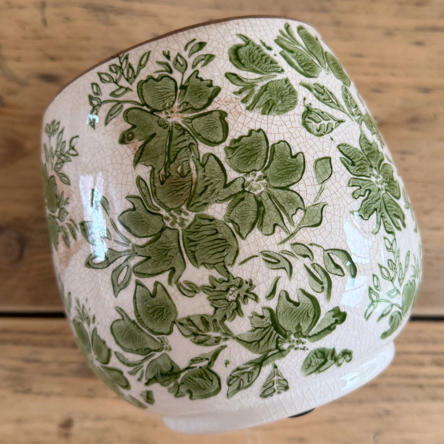 Rustic Green Floral Planter