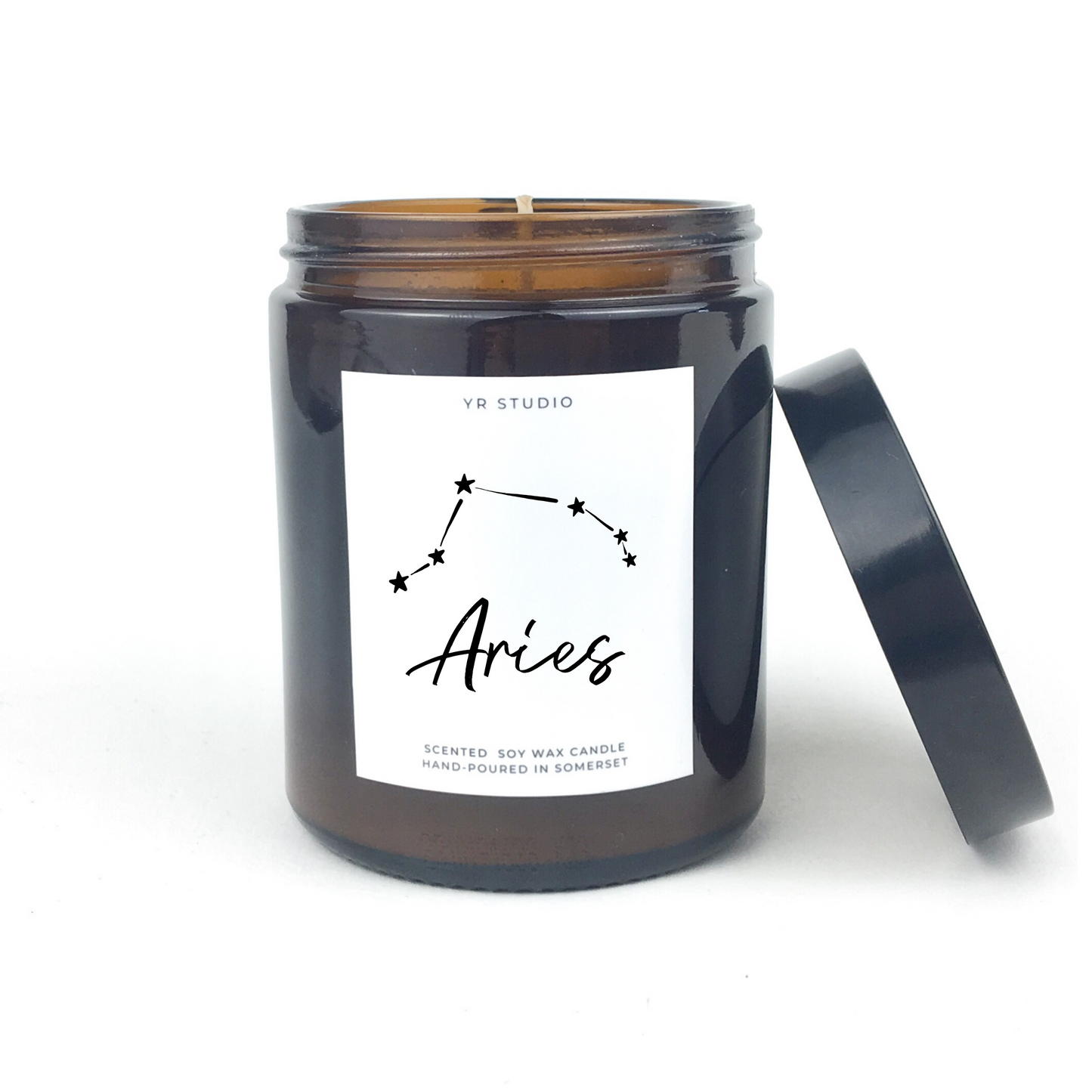 Aries zodiac amber candle