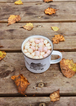 Load image into Gallery viewer, cosy-enamel-mug-with-coffee-and-mini-marshmallows