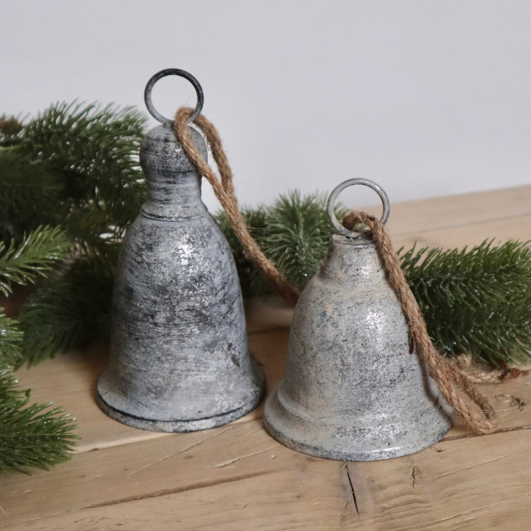 Hanging Silver Bells - Rustic Metal Bell Decorations for Christmas – YR ...