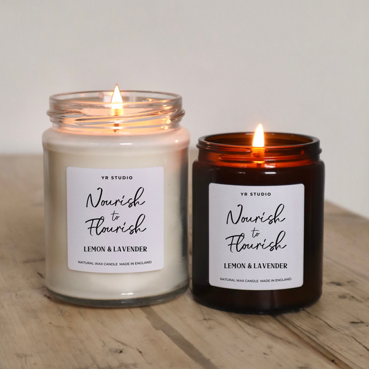 Nourish To Flourish Lemon & Lavender Candle - Stress Relief & Tranquility