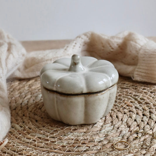 Neutral Pumpkin Pot with Lid