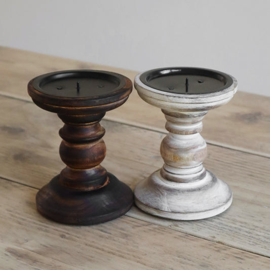 Wooden Pillar Candle Holder – Light or Dark Finish