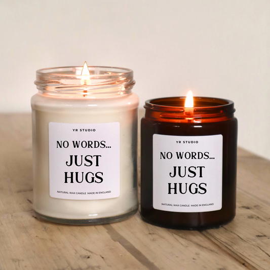 "No Words Just Hugs" - A Sympathy Candle for Comfort and Remembrance