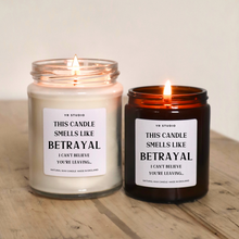 Load image into Gallery viewer, &quot;Smells like Betrayal&quot; Candle: Funny Leaving Gift for Work Colleague