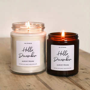 "Hello December" Christmas Candle
