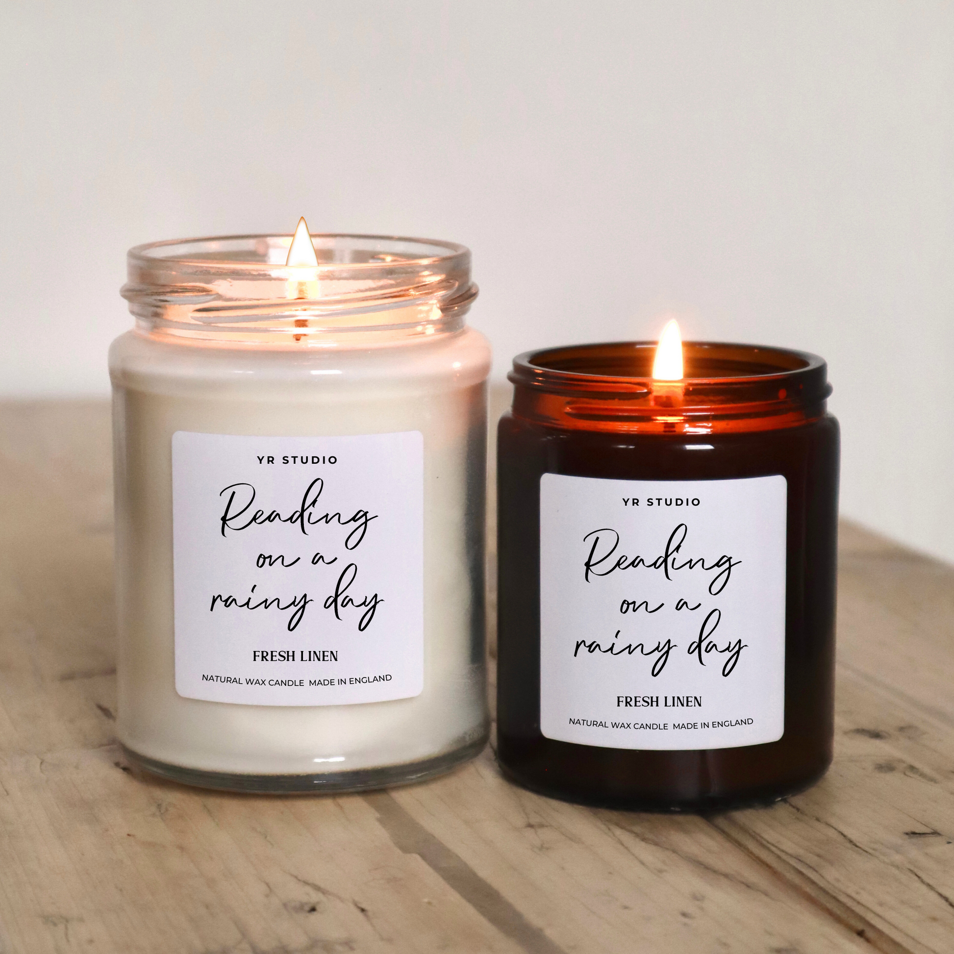 Reading on a Rainy Day Candle - Natural Wax, Perfect for Book Lovers