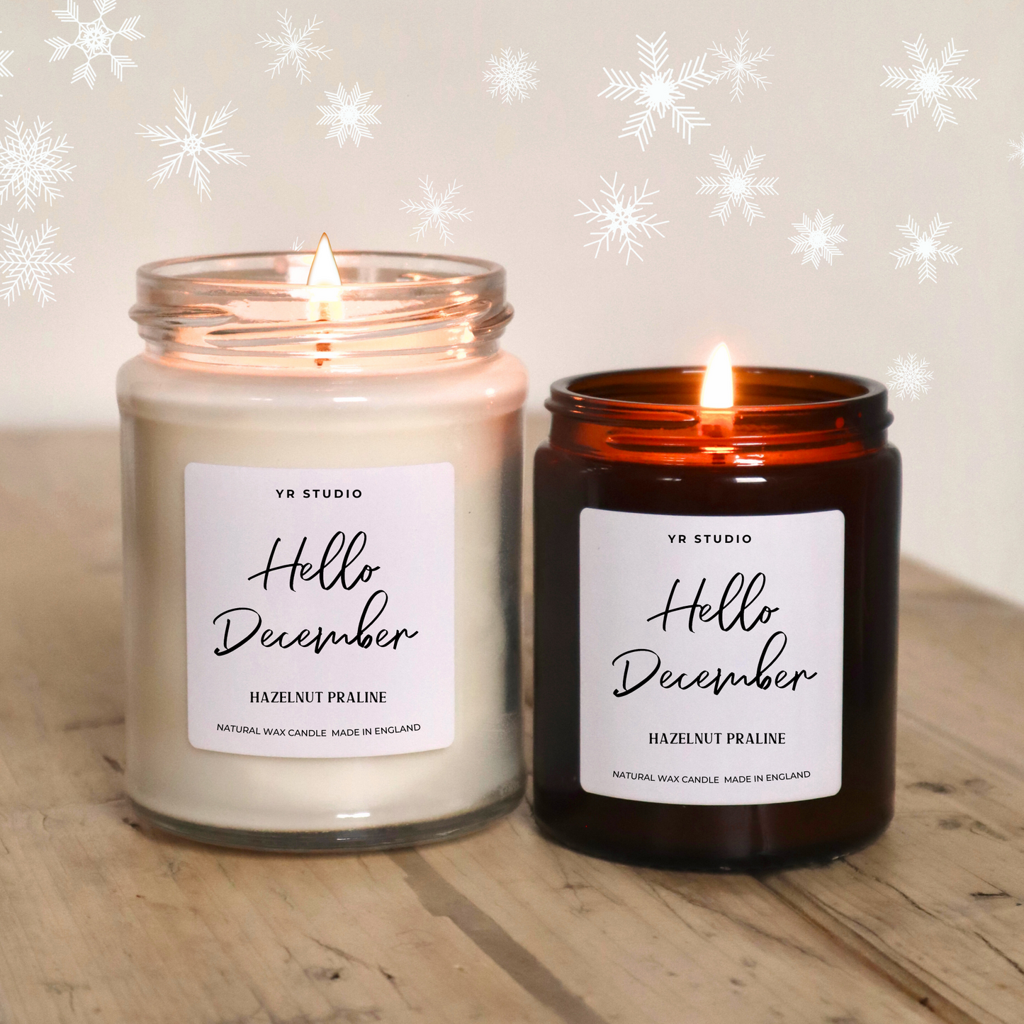 Hello December Christmas Candle: Rustic Charm, Festive Aroma