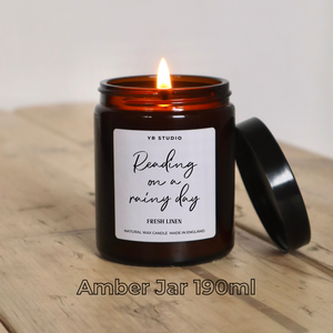 Reading on a Rainy Day Candle - Natural Wax, Perfect for Book Lovers