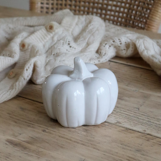Off White Pumpkin Ornament