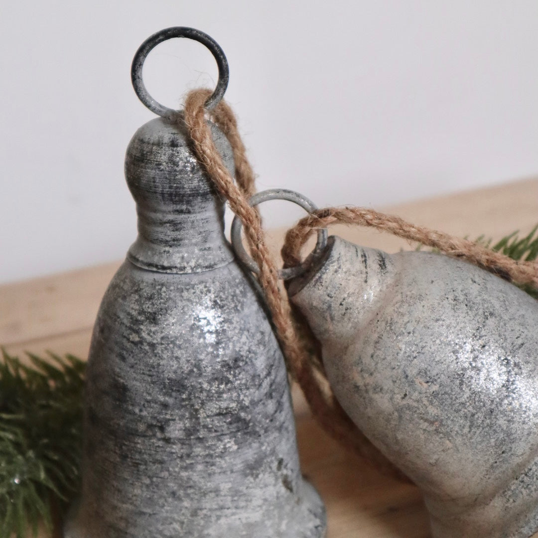 Hanging Silver Bells - Rustic Metal Bell Decorations for Christmas – YR ...