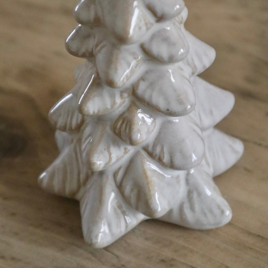 White Glazed Ceramic Christmas Tree Ornament