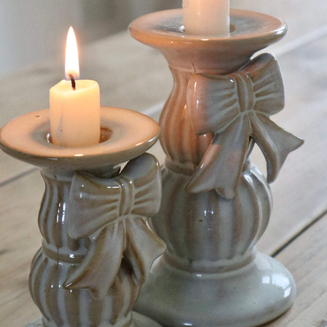 Bow Dinner Candle Holders - Set of 2
