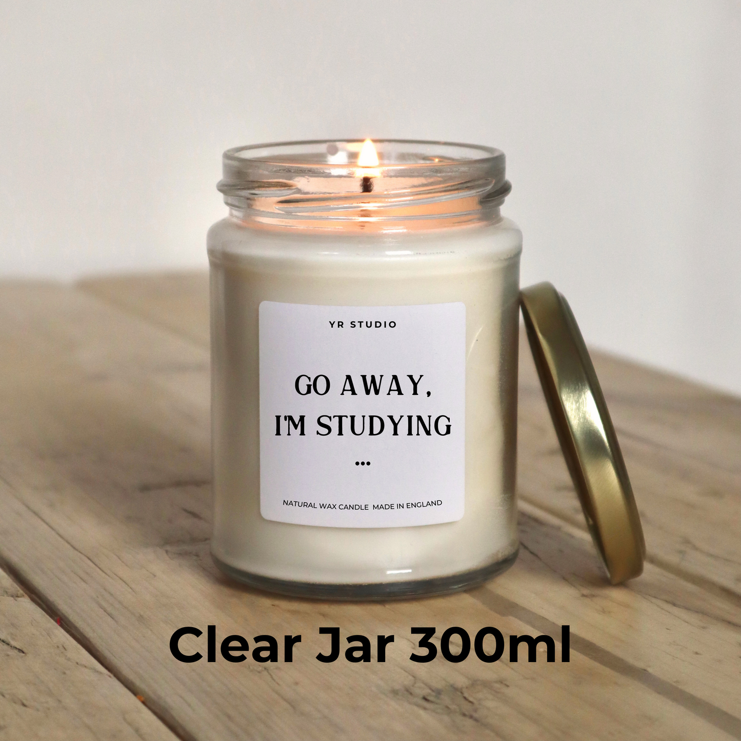 "Go away, I'm studying" gift candle