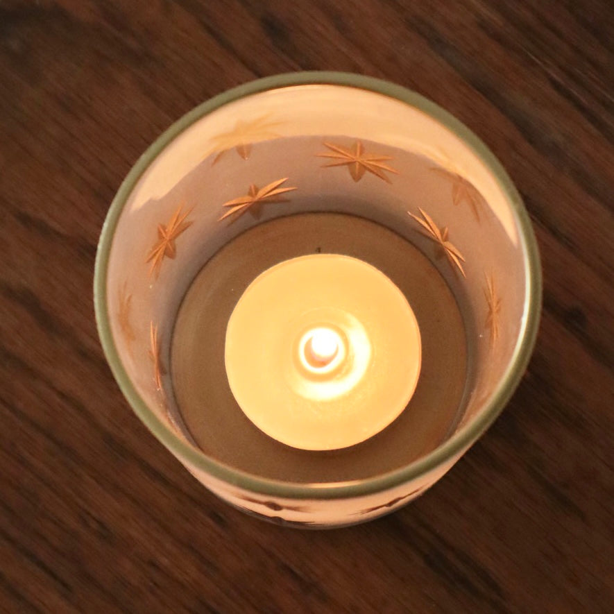 Gold Star Frosted Candle Holder