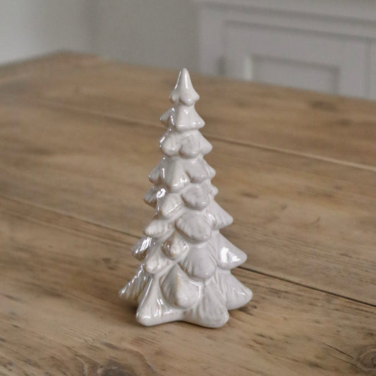 White Glazed Ceramic Christmas Tree Ornament