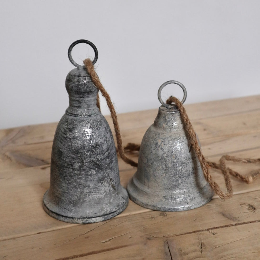 Hanging Silver Bells - Rustic Metal Bell Decorations for Christmas – YR ...