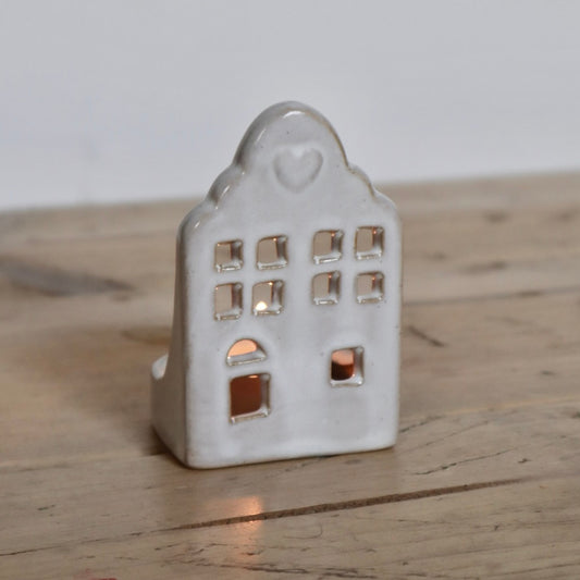 Natural Glaze Rustic House Ceramic T-Light Holder