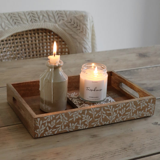 Floral Design Wood Tray