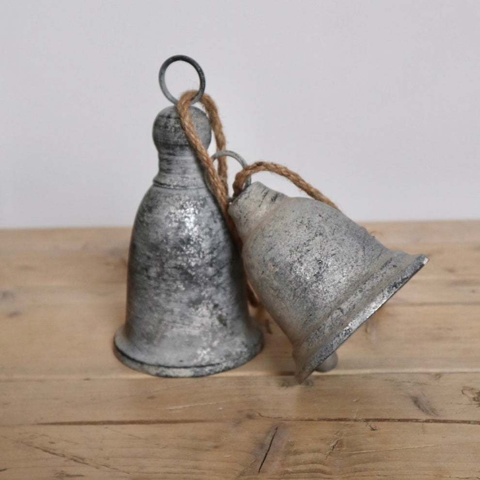 Hanging Silver Bells - Rustic Metal Bell Decorations for Christmas – YR ...