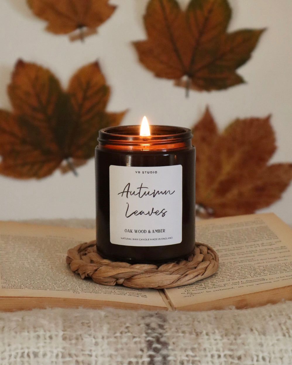 "Autumn Leaves" Candle - Oak Wood Amber Scent